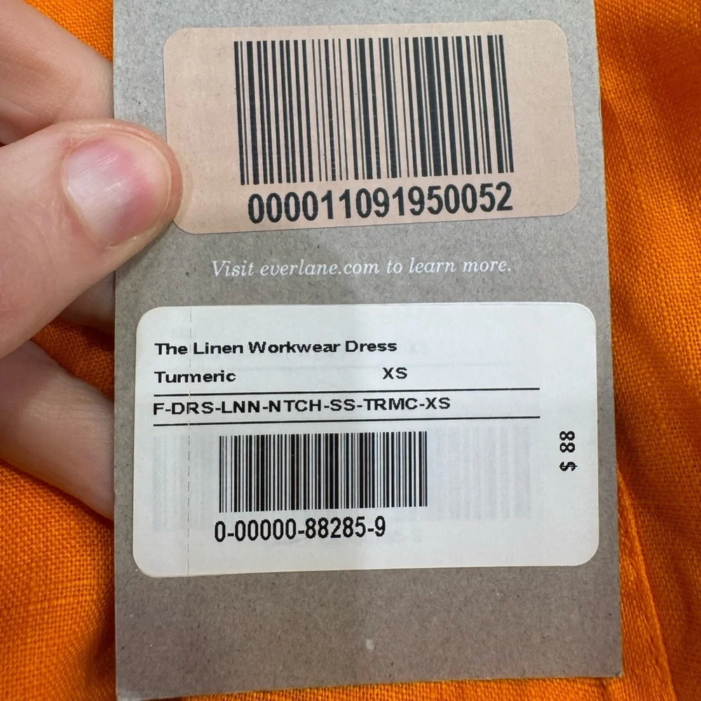 EVERLANE Linen Workwear Dress in Turmeric Orange Size XS NWT